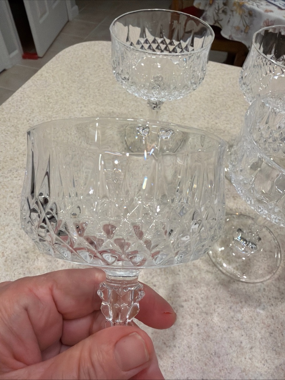 Vintage Cristal d’ Arques Crystal Cut Vintage Coupe Glasses - Clear Stemware Set - Picture 2 of 8